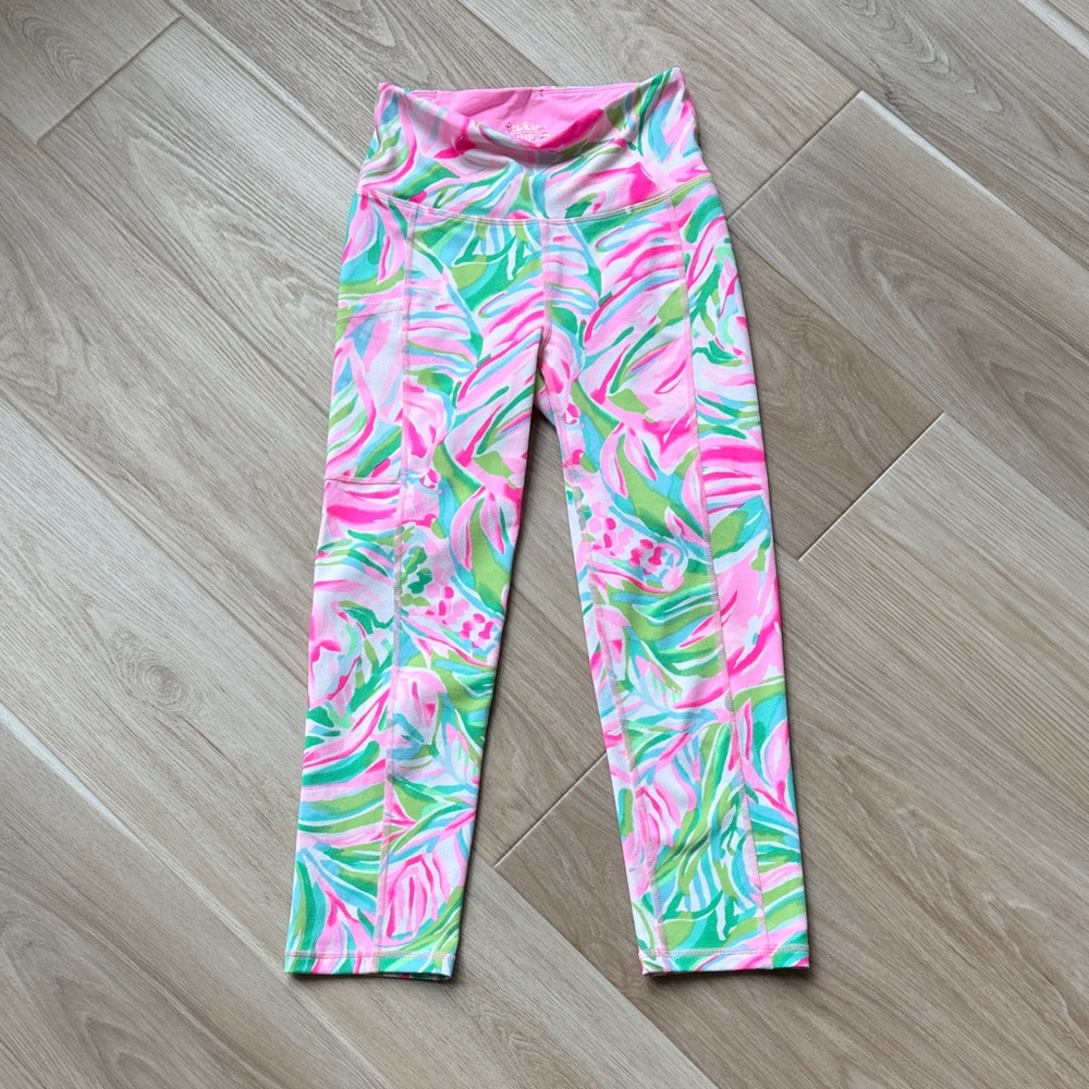 Lilly Pulitzer Pink and Green Leaf Print Leggings
